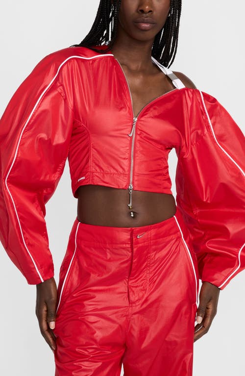 Shop Nike X Jacquemus Crop Track Jacket In University Red/white