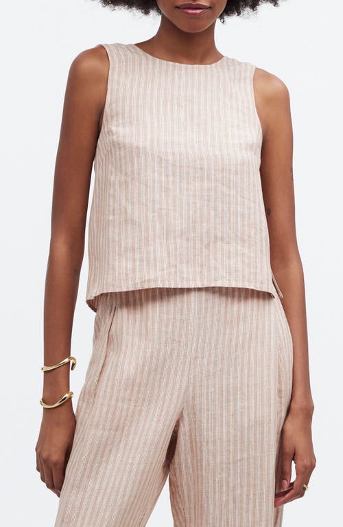 Shop Madewell Scoop Neck Tie Back Linen Tank In Miso