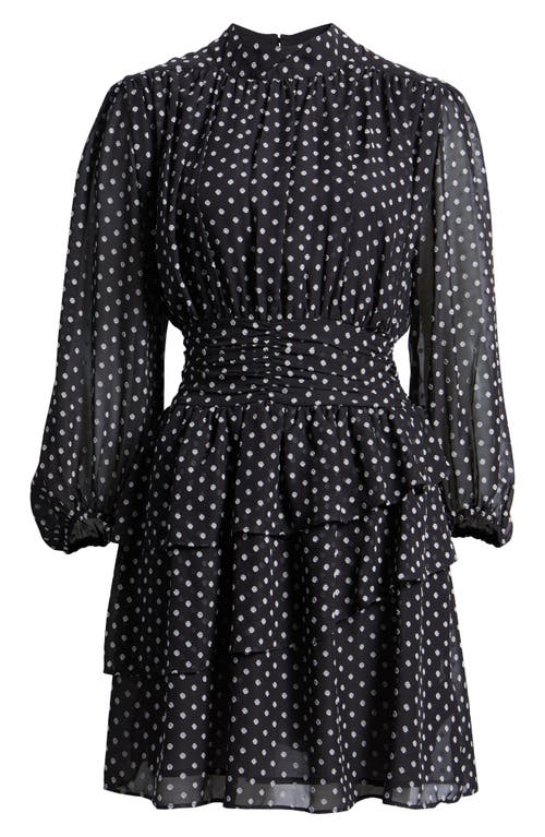 Shop Sam Edelman Ava Polka Dot Long Sleeve Dress In Black