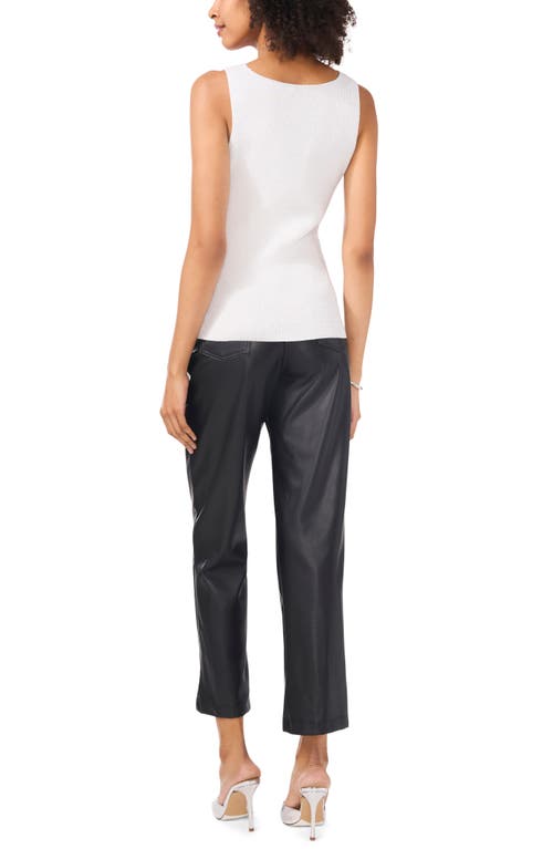 Vince Camuto Metallic Rib Sleeveless Sweater In Sweet Ivory Silver