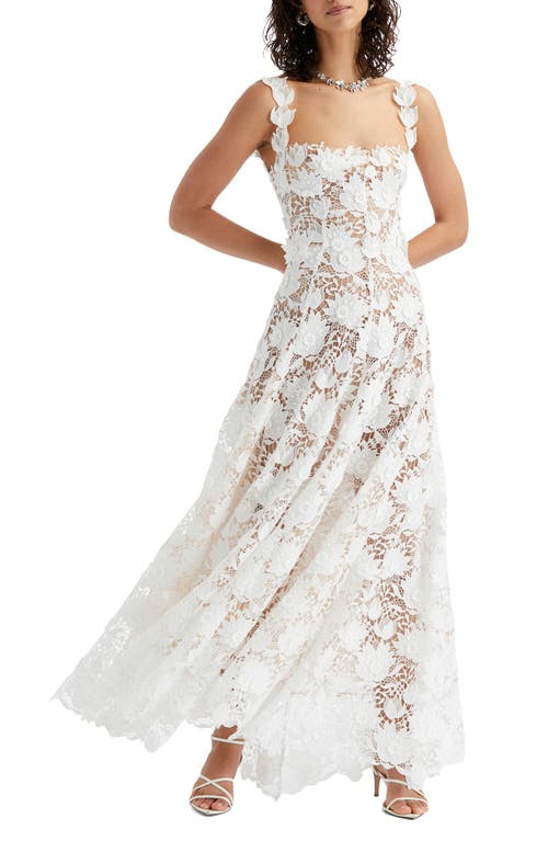 Oscar de la Renta Floral Lace Gown in White