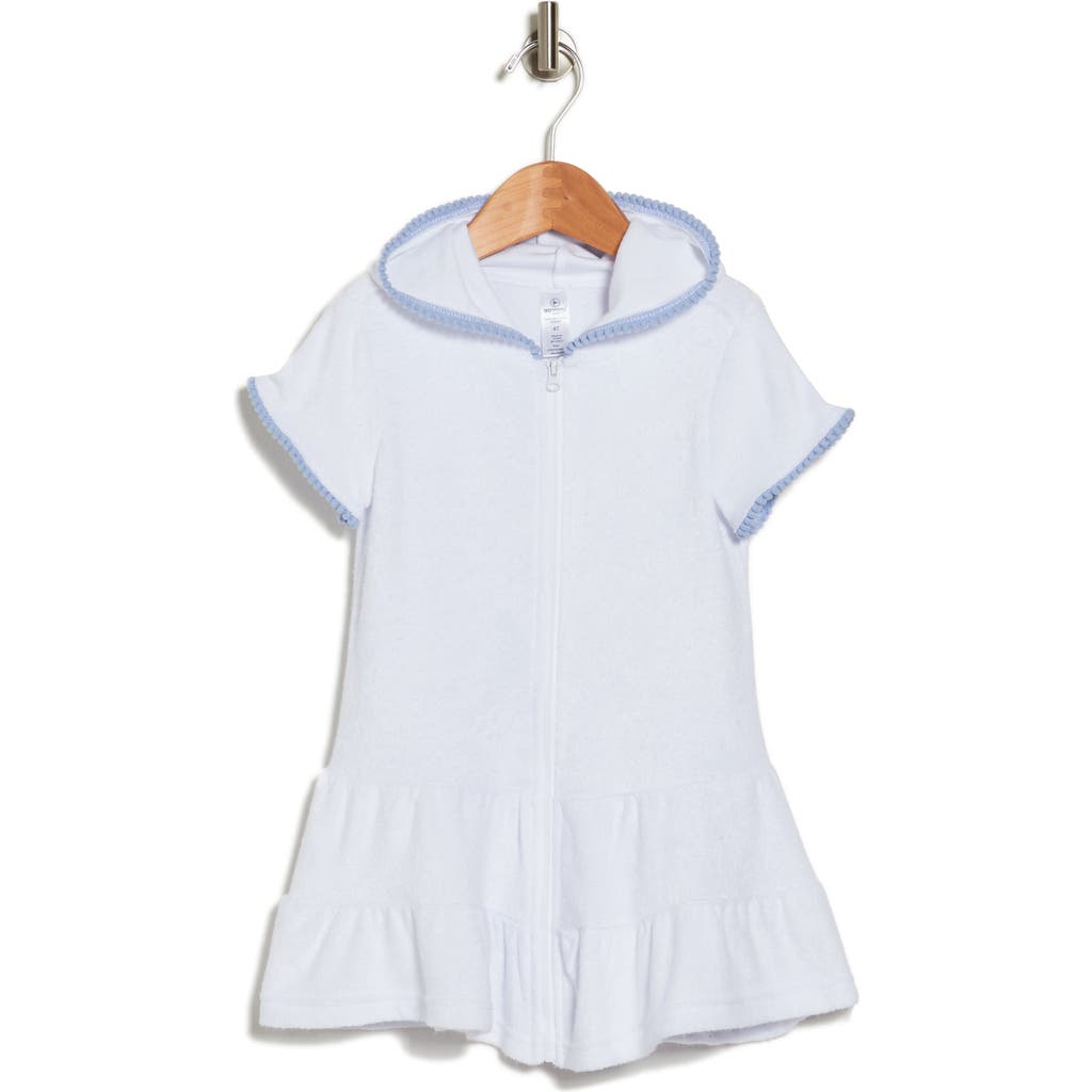 90 Degree By Reflex Kids' Oceana Terry Cloth Dress In White/brunnera Blue
