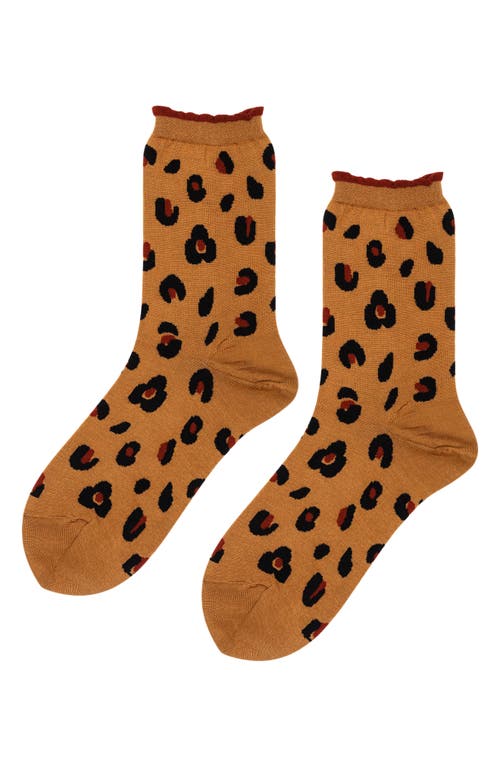 Hansel From Basel Cheetah Crew Socks In Ochre