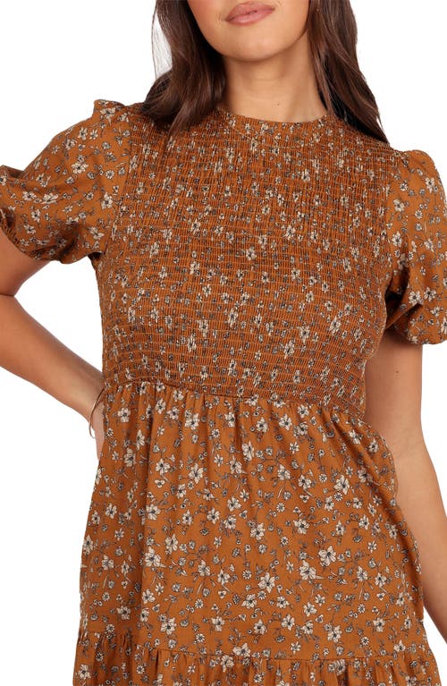Petal And Pup Petal & Pup Naura Tiered Cotton Midi Dress In Brown