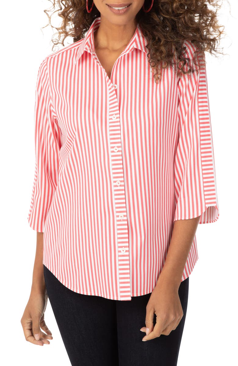 FOXCROFT Non-Iron Mai Tai Stripe Button-Up Shirt, Main, color, MAI TAI