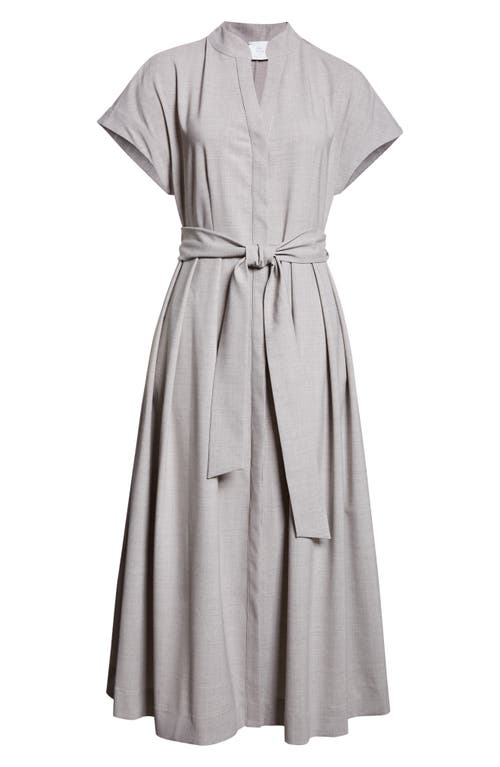 Eleventy Cap Sleeve Stretch Wool Midi Shirtdress In Grey