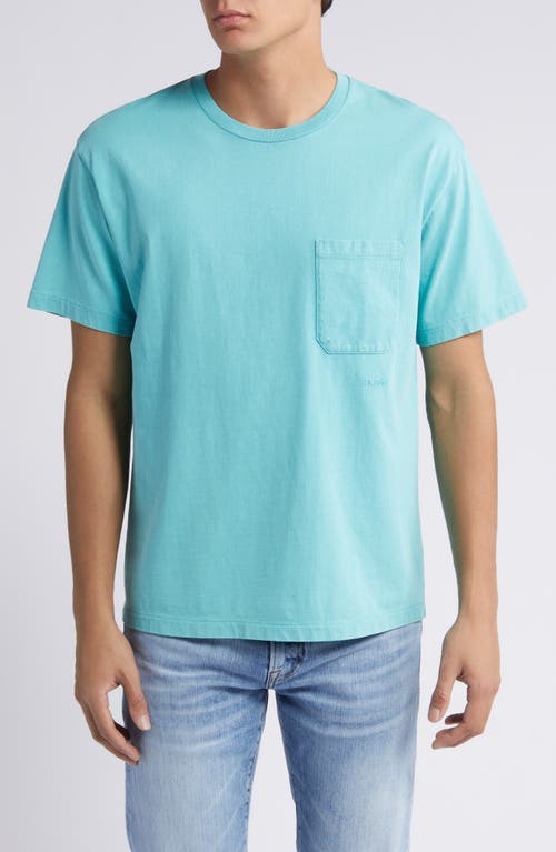 Frame Vintage Wash Pocket T-shirt In Aqua Blue