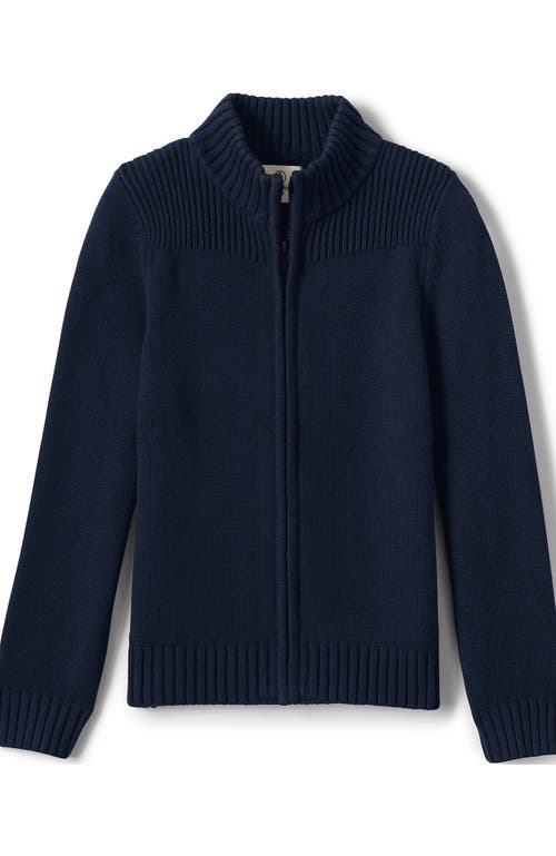 Shop Lands' End School Uniform Boys Cotton Modal Zip Front Cardigan Sweater In Classic Navy