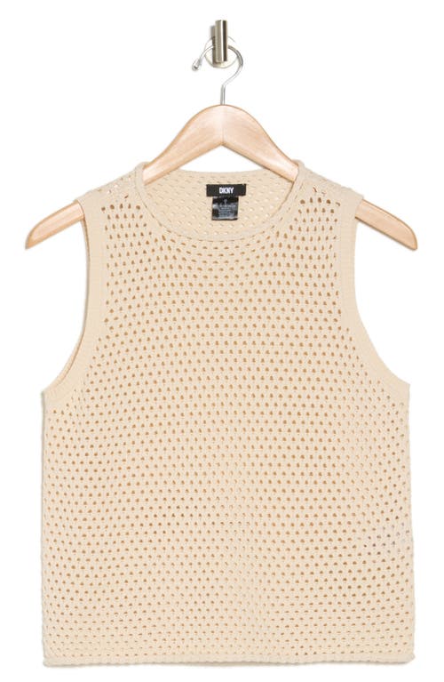 Shop Dkny Open Stitch Sleeveless Cotton Sweater In Parchment