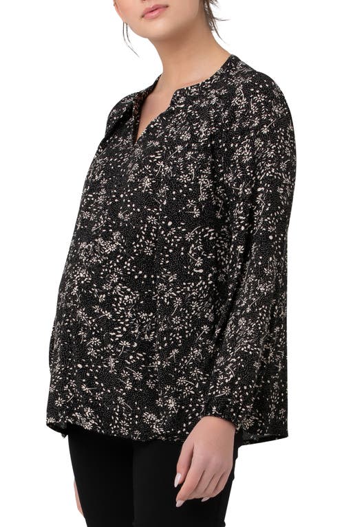 Shop Ripe Maternity Trixie Floral Nursing Top In Black/natural