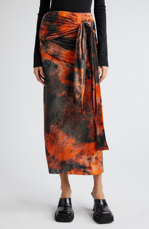 Acne Studios Colorburst Ruched Skirt Rust Orange at Nordstrom,