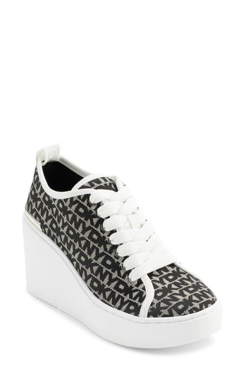 Shop Dkny Byla Wedge Sneaker In White/black