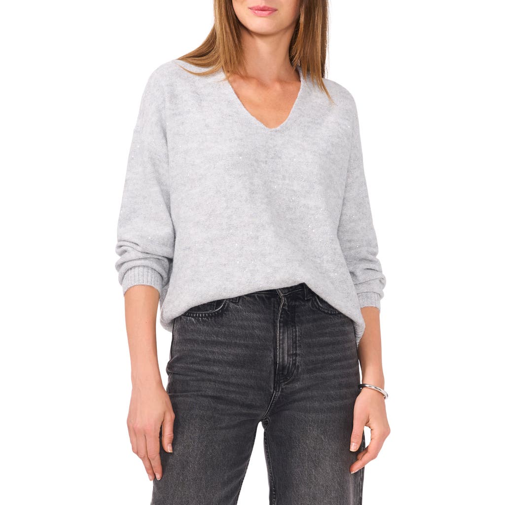 Vince Camuto Sequin Detail V-neck Sweater In Vapor