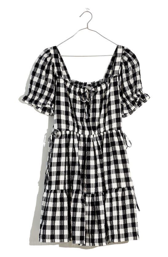 Madewell Square Neck Tiered Mini Dress In Black