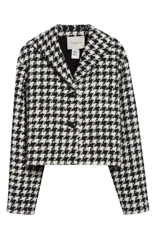 Shop Lafayette 148 New York Houndstooth Check Crop Wool Blend Jacket In Black Multi