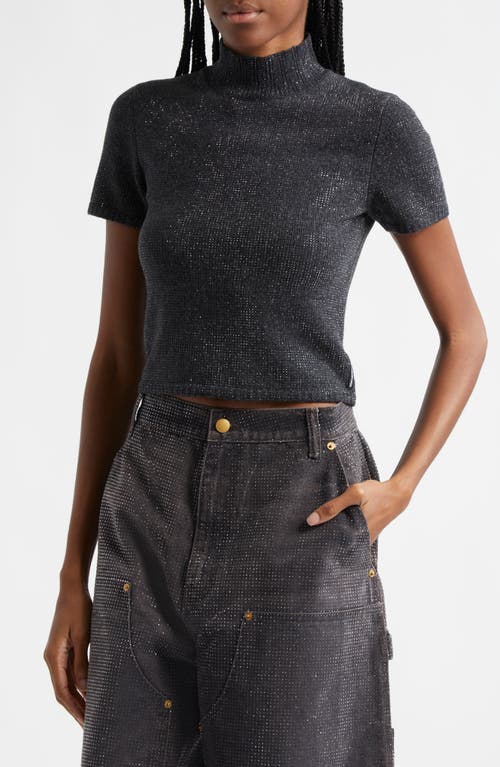 Alexander Wang Hotfix Crystal Wool Blend Sweater In Charcoal