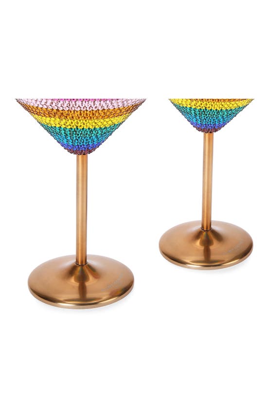 Shop Kurt Geiger Set Of 2 Rainbow Crystal Martini Glasses In Mult/other