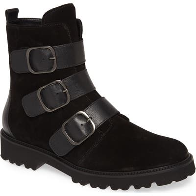 Gabor Buckle Combat Boot- Black