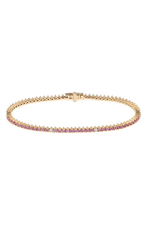 Adina Reyter Pink Sapphire & Diamond Tennis Bracelet in Yellow Gold at Nordstrom, Size 6.5