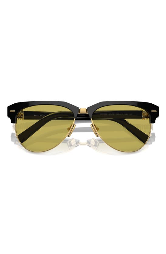 Shop Miu Miu 57mm Pilot Sunglasses In Black