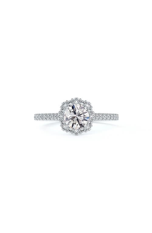 De Beers Forevermark Center of My Universe® Floral Halo Engagement Ring with Diamond Band in Platinum-D0.70Ct