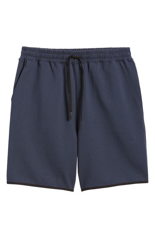 Shop Zella Powertek Stretch Cotton Blend Shorts In Navy Eclipse