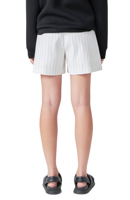 Shop Grey Lab Pinstripe Shorts In Ivory