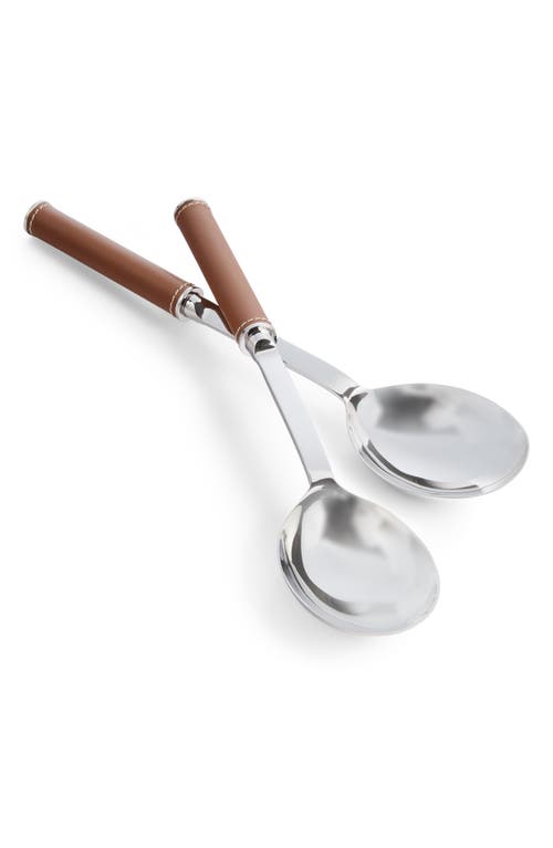 Polo Ralph Lauren Set Of Two Wyatt Salad Servers Set In Saddle/silver