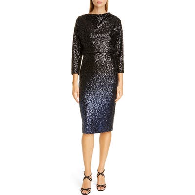 Badgley Mischka Collection Blouson Sequin Cocktail Dress, Black