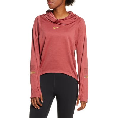Nike Glam Midlayer Funnel Neck Hoodie, Red