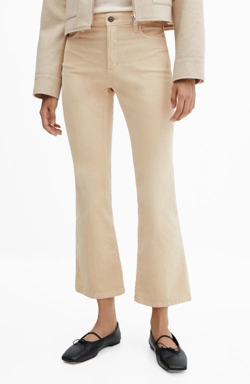 MANGO High Waist Crop Flare Corduroy Jeans Ecru at Nordstrom