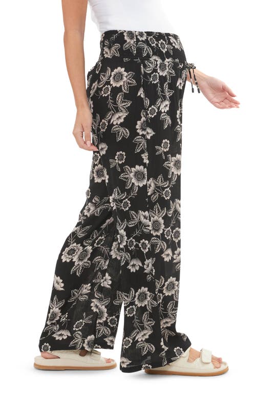 Shop Ripe Maternity Trina Shirred Waist Drawstring Maternity Pants In Black/natural