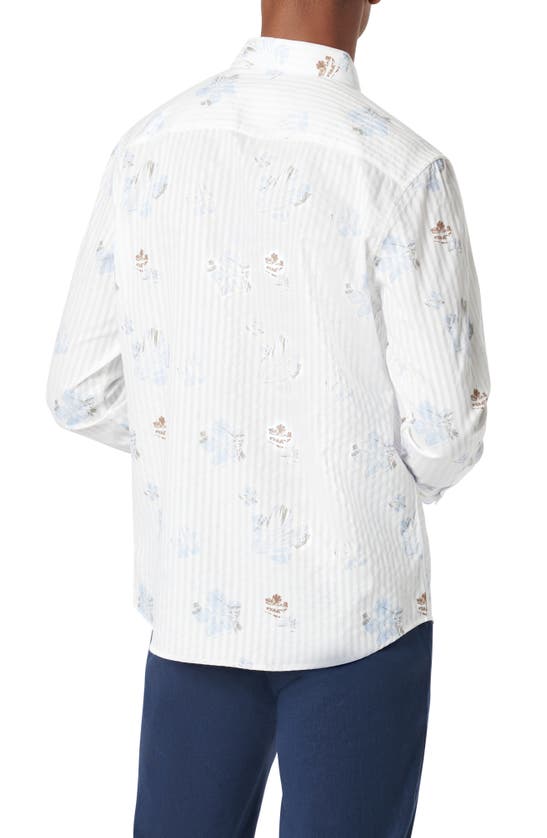 Shop Bugatchi Julian Floral Stripe Button-up Shirt In Sky