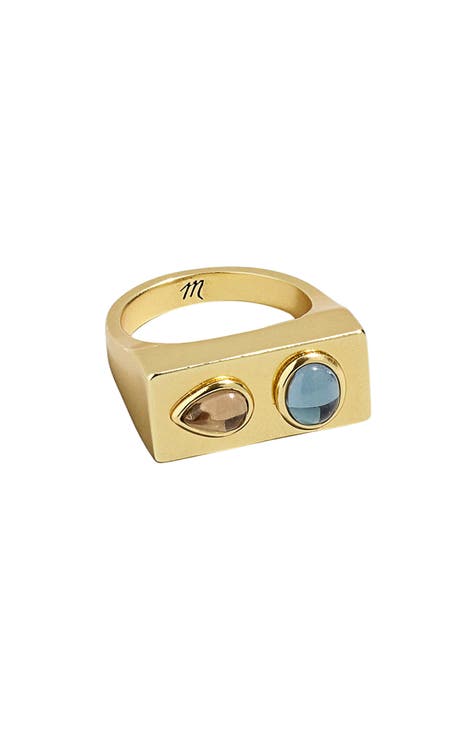 D'Estree Louise Double Stone Ring in Metallic