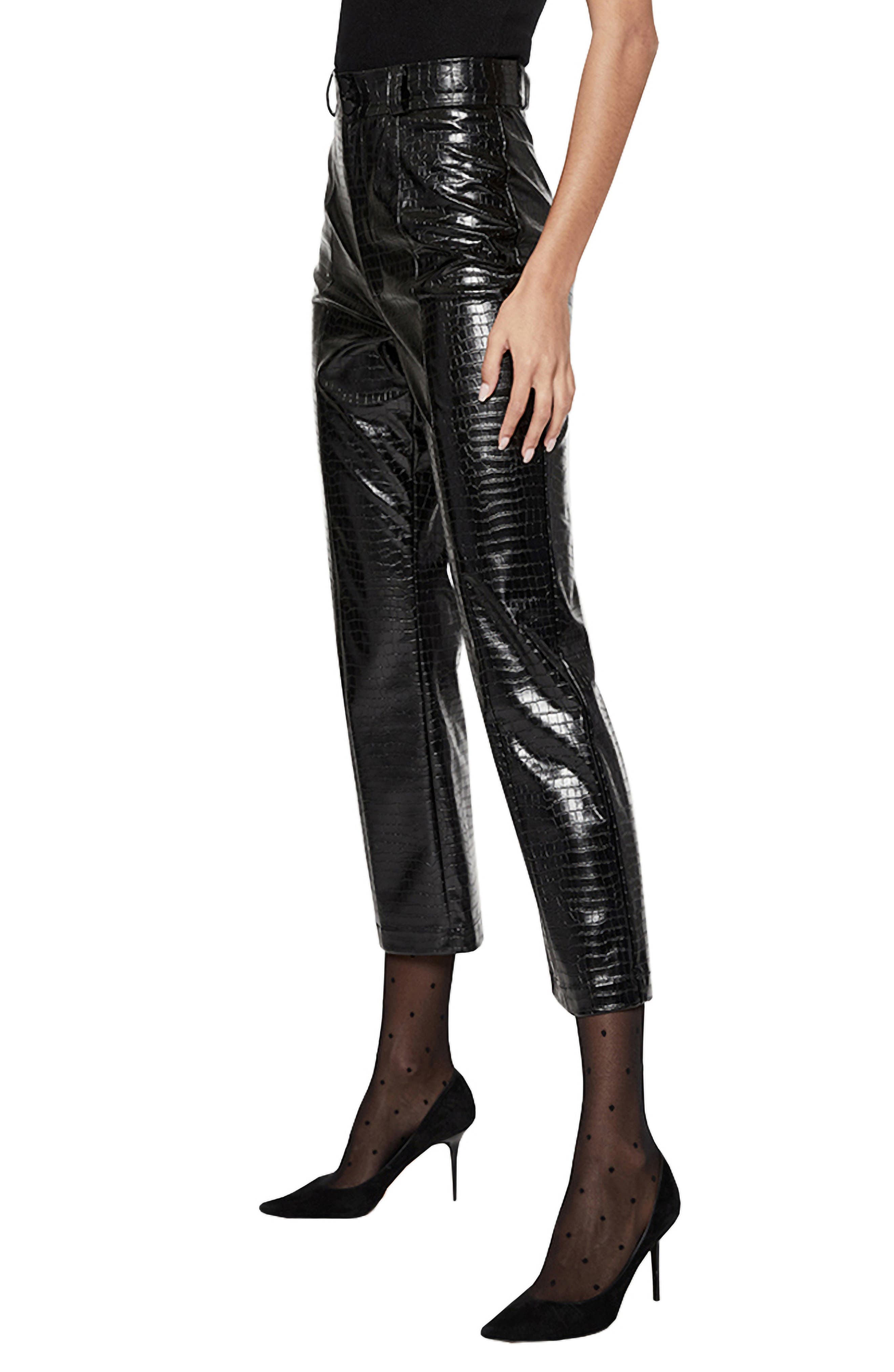 Bardot Croc Embossed Faux Leather Crop 