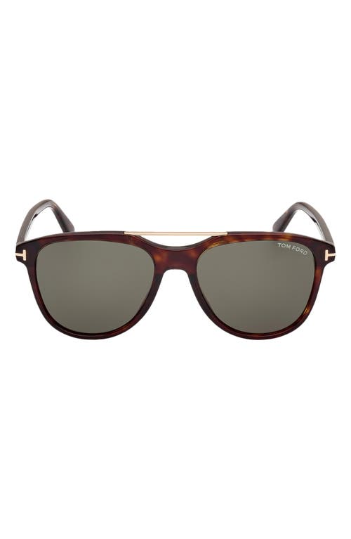 Shop Tom Ford Damian 54mm Pilot Sunglasses In Shiny Dark Havana/smoke