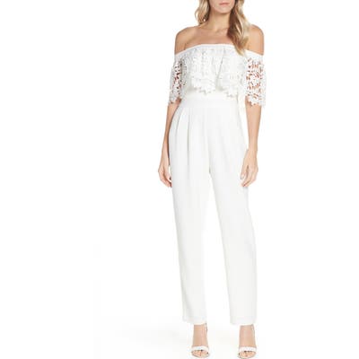 Eliza J Popover Lace Off The Shoulder Jumpsuit
