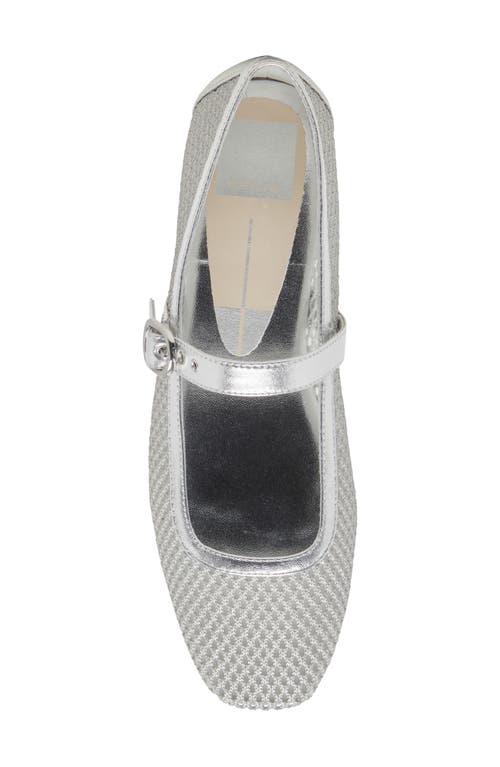 Shop Dolce Vita Rodni Mary Jane Flat In Silver Woven Mesh