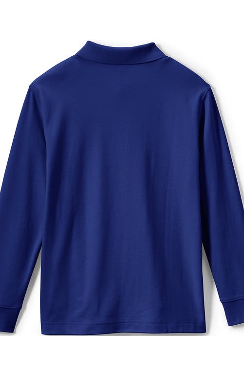 Lands' End School Uniform Kids Long Sleeve Interlock Polo Shirt In Cobalt