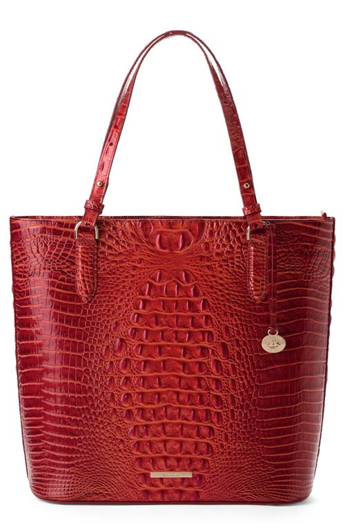 Shop Brahmin Ezra Croc Embossed Leather Tote In Radiant Red