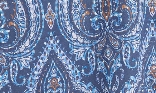 Johnston & Murphy Medallion Print Oversize Button-up Shirt In Navy