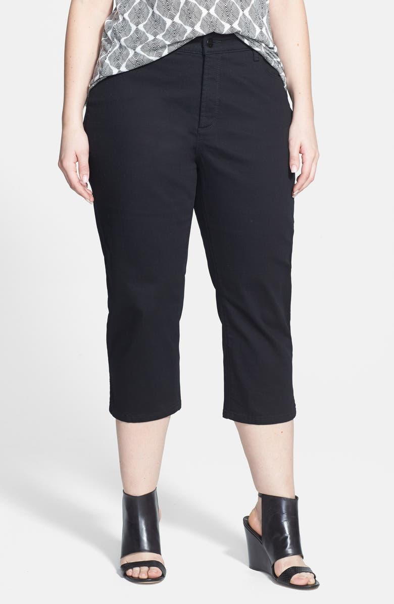 black stretchy cotton crop pants