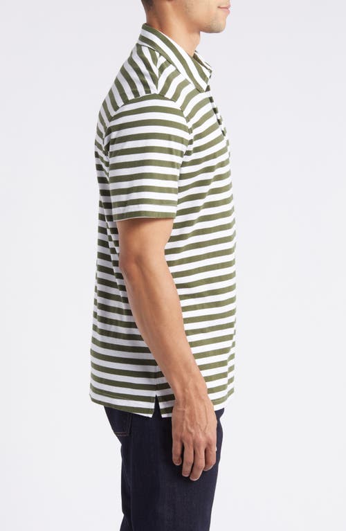 Ag Bryce Stripe Polo In True White/new Spruce