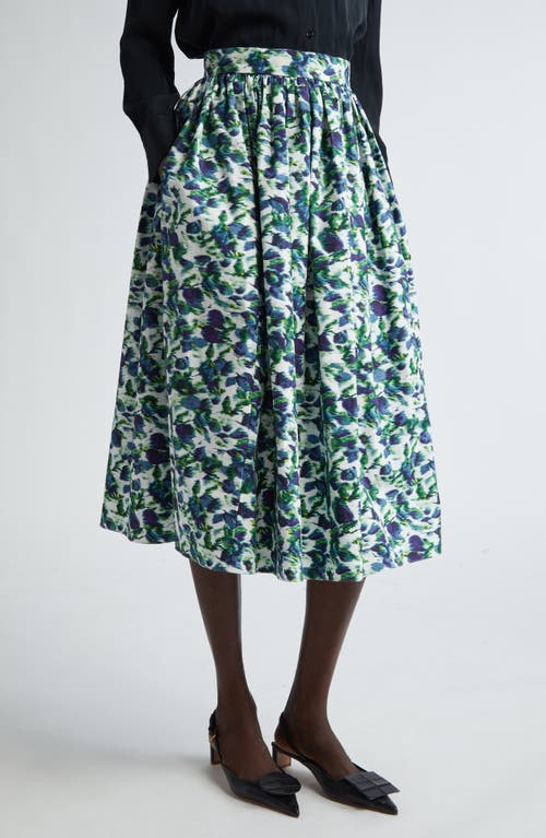 Erdem Volume Floral Cotton Midi Skirt White Multi at Nordstrom, Us