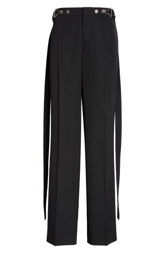 Jean Paul Gaultier Overall Buckle Tab Wool Trousers In Black