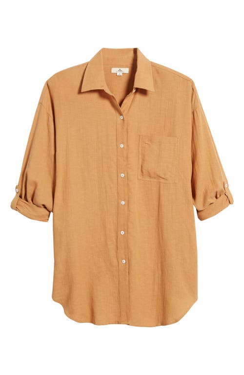 Premium Linen Button-Up Blouse in Light Brown