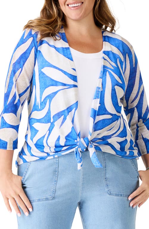 Nic + Zoe Nic+zoe Meadow Mix 4-way Linen Blend Convertible Cardigan In Blue Multi
