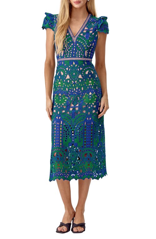 Lace Midi Dress in Blue Emerald Nl