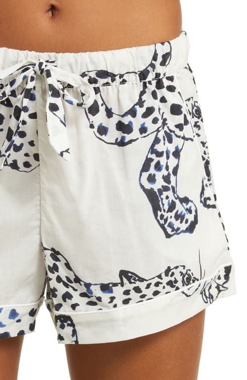 Shop Desmond & Dempsey Print Cotton Short Pajamas In Cream
