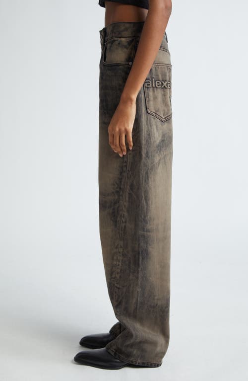 Shop Alexander Wang Distressed Overdyed Moto Balloon Jeans In Distressed Brown Overdye